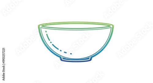 Modern Gradient Line Art Illustration of an Empty Kitchen Bowl Kitchenware Design Element