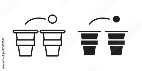 Beer pong icon concept. Thin line symbol. Vector illustration isolated. Editable stroke.