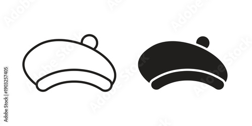 Beret icon concept. Thin line symbol. Vector illustration isolated. Editable stroke.