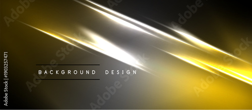Abstract golden lines over dark background. Modern design element, suitable for presentations, banners, posters. Bright, dynamic composition.