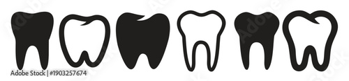 teeth icon template black color editable.