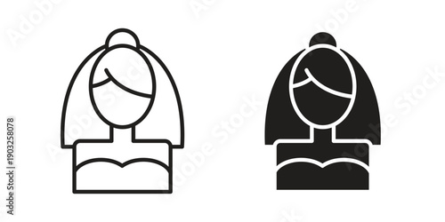 Bride icon concept. Thin line symbol. Vector illustration isolated. Editable stroke.