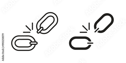 Broken link icon concept. Thin line symbol. Vector illustration isolated. Editable stroke.