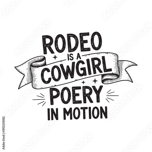  vintage rodeo cowgirl poetry illustration isolated on white background