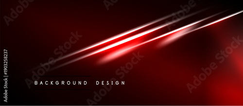 Dark red background features bright neon lines. Modern design element, suitable for banners, presentations. Minimalist aesthetic, dramatic effect.