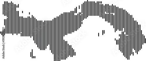 Panama country border geography map in digital infographic vertical line shape pattern view