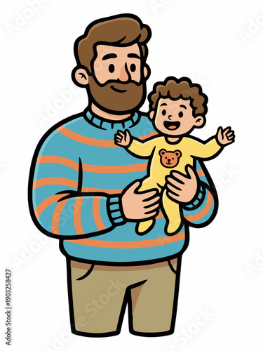 Happy Father Holding Baby