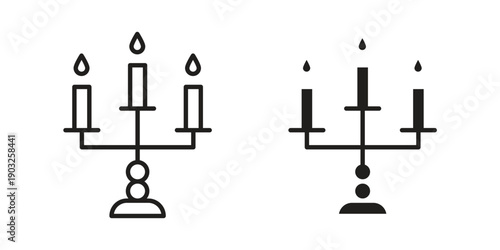 Candelabra icon concept. Thin line symbol. Vector illustration isolated. Editable stroke.