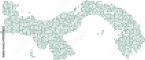 Digital infographic Panama map in square shape pattern view showing country with Panama City in green color look