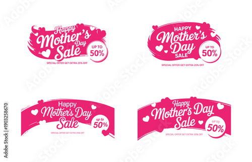 Happy Mother's Day Sale Pink Banners with Discount Offer vector