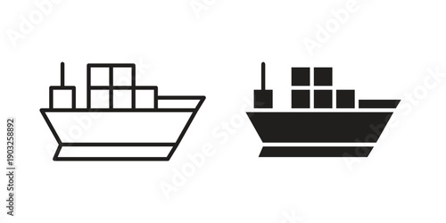 Cargo ship icon concept. Thin line symbol. Vector illustration isolated. Editable stroke.