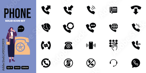 phone solid icon set vector design good for web and mobile app