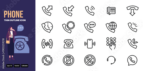 phone outline icon set vector design good for web and mobile app