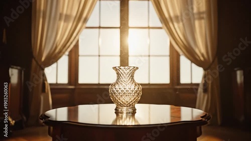 Sunlit Room: Elegant Interior with Curtains and Vase