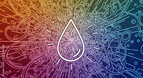 Abstract vibrant energy droplet: a dynamic representation of interconnected systems and flow