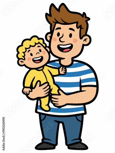 Happy Father Holding Baby