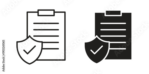 Contract coverage icon concept. Thin line symbol. Vector illustration isolated. Editable stroke.