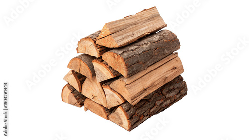 Fotografija Stack of firewood arranged neatly for use in a fireplace or outdoor fire pit  is