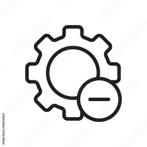 System settings gear with minus sign remove icon