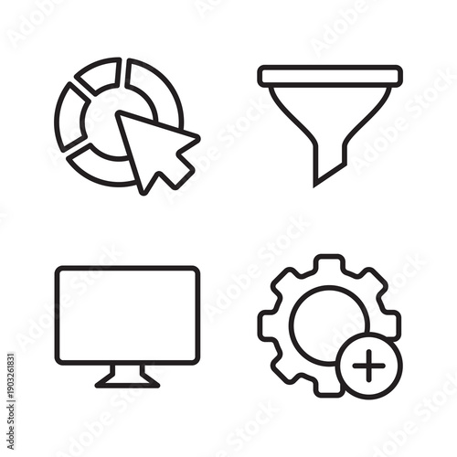 Business process and sales funnel management icon set