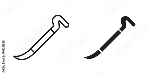 Crowbar icon concept. Thin line symbol. Vector illustration isolated. Editable stroke.