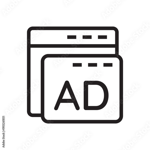 Web browser windows with advertising pop-up icons