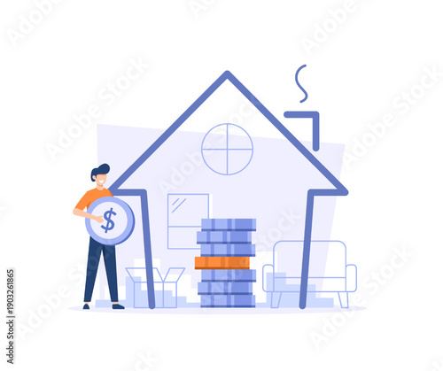 Saving money for buying real estate mortgage, asset, property. Financial planning
