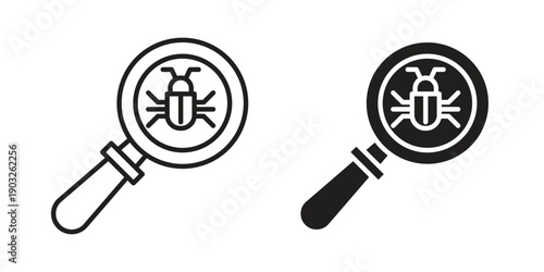 Debug icon concept. Thin line symbol. Vector illustration isolated. Editable stroke.