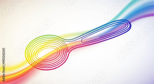 Vibrant rainbow paperclip design flowing gracefully on a bright background modern graphic art