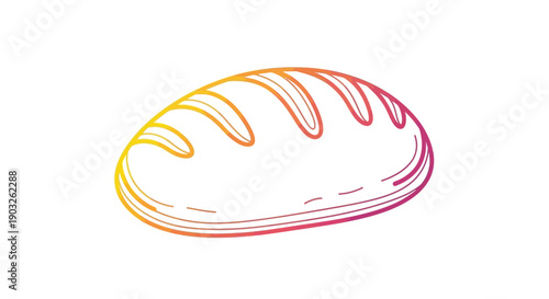 Colorful Gradient Line Art Bread Loaf Illustration A Vibrant Outline of Bakery Goodness Perfect