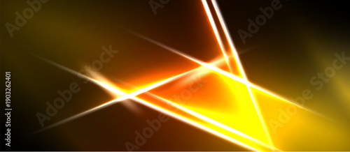 Bright yellow lines intersect, creating dynamic triangular shapes against dark background. Intense glow radiates from central point.