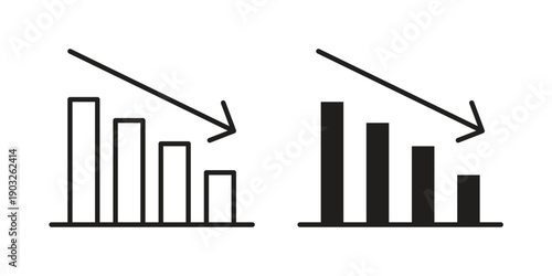 Decrease icon concept. Thin line symbol. Vector illustration isolated. Editable stroke.