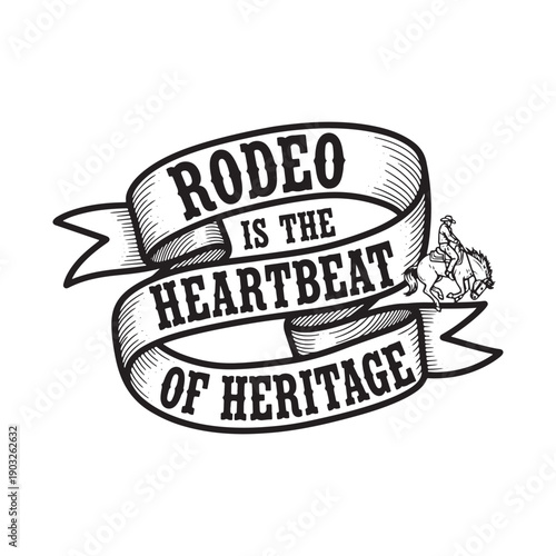  vintage rodeo banner with cowboy riding a bucking horse