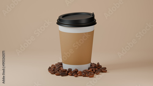 hot coffee cups mockup with clean background