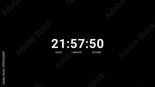 One day countdown timer animation in one minute with transparent background, 24 hours countdown timer in 60 seconds, Countdown timer in 4k.