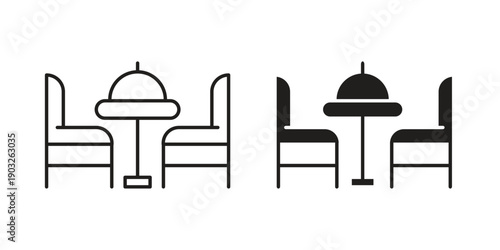 Dining table icon concept. Thin line symbol. Vector illustration isolated. Editable stroke.