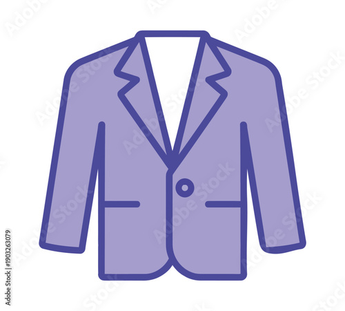 Simple purple blazer or suit jacket illustration with a single button closure and lapels.