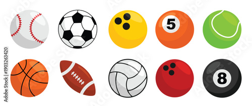 sports balls illustration element vector set