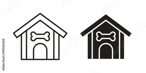 Dog Shelter icon concept. Thin line symbol. Vector illustration isolated. Editable stroke.