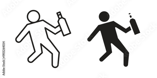Drunk human icon concept. Thin line symbol. Vector illustration isolated. Editable stroke.