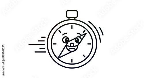 A charming cartoon stopwatch icon illustration symbolizing speed time and fast delivery