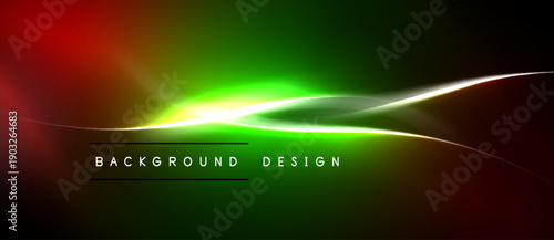 Abstract vibrant background. Smooth gradients blend red, green, yellow. White lines create dynamic flow, modern design element.