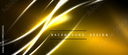 Abstract golden lines overlap dark backdrop. Bright streaks create dynamic visual effect. Text reads background design. Simple, modern aesthetic.