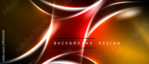 Abstract neon lines create dynamic, glowing curves. Warm colors dominate, with red, orange, yellow hues. Background is black. Simple text reads background design.