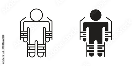 Exoskeleton icon concept. Thin line symbol. Vector illustration isolated. Editable stroke.