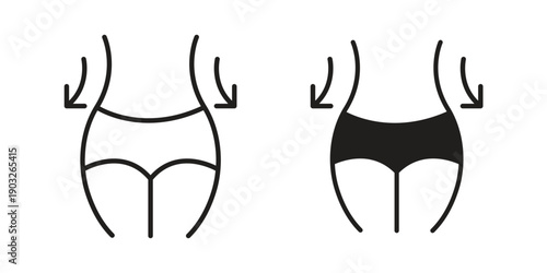 Female hips and waist icon concept. Thin line symbol. Vector illustration isolated. Editable stroke.