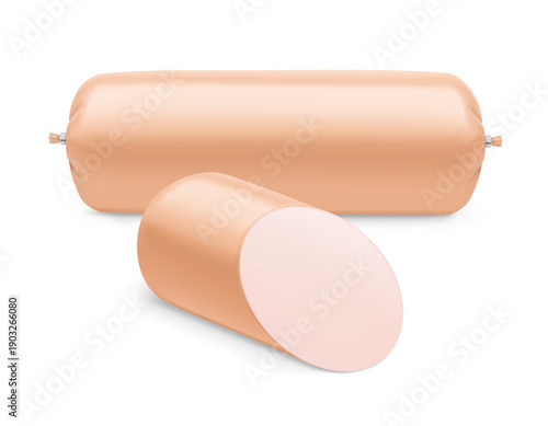 Milk sausage mockup. Vector illustration isolated on white background. Ready for your design. EPS10.	
