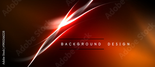 Abstract red light streaks over dark orange background. Modern design element, dynamic energy flow, sleek presentation.