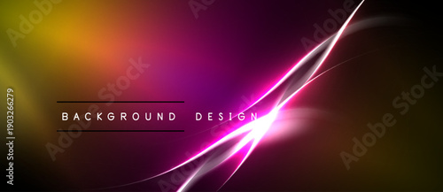 Vibrant abstract background. Gradient colors blend, featuring neon lines. Modern design elements create dynamic visual effect.