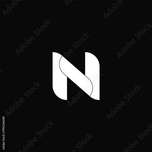 Modern abstract N letter monogram logo featuring flowing curved overlapping shapes aligned with 2025 design trends where personalized monograms infused with character and custom quirks